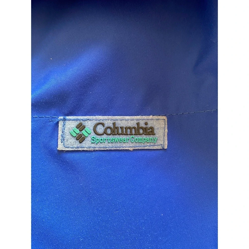 Vintage 90s Columbia Windbreaker Full Zip Size L Radial Sleeve Blue Red Lining